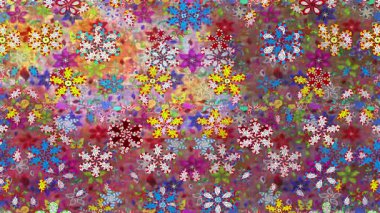 Renkli unsurlarla hareketli arka plan görüntüleri. Çiçekler. Eski model. Bayrak tarzı. Video kaydı. Şablon. Döngü. Kusursuz.. 