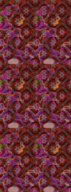 Kahverengi renkli bitkilerden oluşan parlak çiçekli çizim deseni.