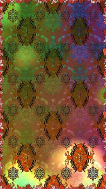 Düz Çiçek Elementleri Tasarımı. Çiçeksel fantezi tasarımı, parlak bir arka planda, kusursuz bir desen. Renkli Bahar Teması Kusursuz Arkaplan.