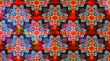 Tomurcukları papatya çiçekleri olan sevimli bir çiçek deseni. Eskiz geçmişi. Raster illüstrasyonu. Kumaş, tekstil, duvar kağıdı baskısı için. Eski usul. Miles Fleur, dandik süs.