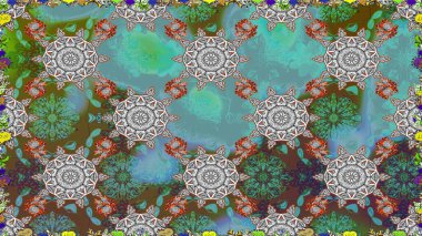 Mavi renkli şirin çiçek deseni. Raster Modaya uygun kumaş deseni. Düz Çiçek Elementleri Tasarımı. Renkli Bahar Teması Kusursuz Arkaplan.