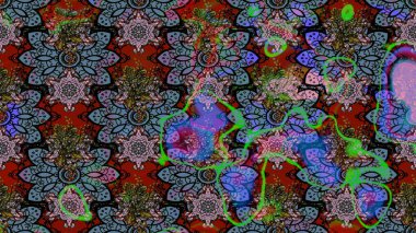 Siyah renkli etnik çiçeklerle süslenmiş zarif bir eskiz şekli. Asya Tekstil 'inde Raster Çiçek İllüstrasyonu.