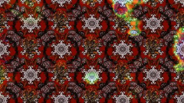 El çizimi çiçek çizimi deseni (fayans). Şirin çiçekli, desenli, kahverengi renkli bir eskiz deseni. Tekstil için suluboya çizim deseni.