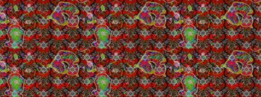 Çizim çiçek deseni duvar kâğıdı olarak kullanılabilir. Kırmızı renkte çiçekler. Raster illüstrasyonu.