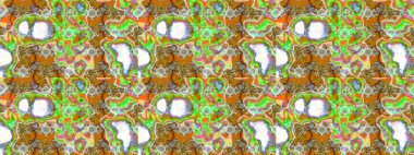 Çiçek desenli çizim. Raster illüstrasyonu. Asya tekstil tarzında. Yeşil renkli çiçekler. Renkli Bahar Teması eskiz kalıbı. Düz Çiçek Elementleri Tasarımı.