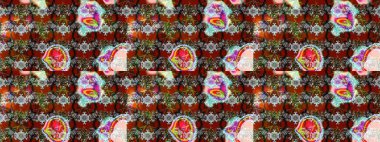 Raster illüstrasyonundaki çiçek desenli çizim. Kahverengi renkli çiçekler. Renkli Bahar Teması eskiz kalıbı. Düz Çiçek Elementleri Tasarımı.