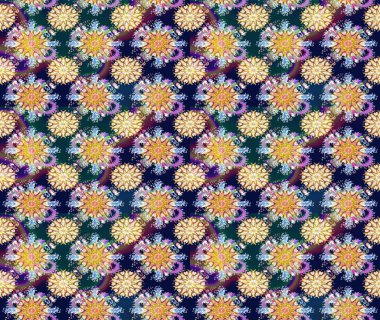 Desen, çizim, çiçek sınırı. Çiçek çelengi. Güzel, parlak, pürüzsüz kumaş, tuval. Kıvırcık, parlak örgü. Eski moda arka plan. Raster illüstrasyonu.