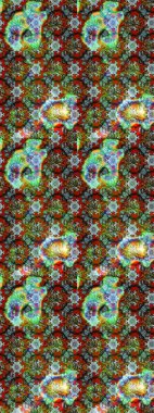 Çiçeksel çizim kalıbının yansıması. Vadinin çiçekleri kahverengi renklerde.