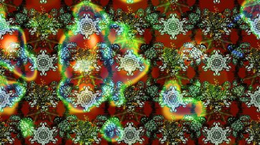 Raster illüstrasyonundaki çiçek desenli çizim. Yeşil renkli çiçekler. Renkli Bahar Teması eskiz kalıbı. Düz Çiçek Elementleri Tasarımı.