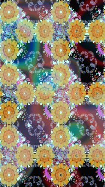 Raster şirin suluboya çiçek desenleri çiziyor. Büyük bir çiçek boyası seti. Kartlar, davetiyeler, tarih kartları ve daha fazlası için kullanılabilir.