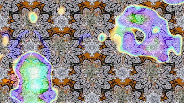 Raster illüstrasyonundaki çiçek desenli çizim. Suluboya tarzında gri renkte çiçekler.