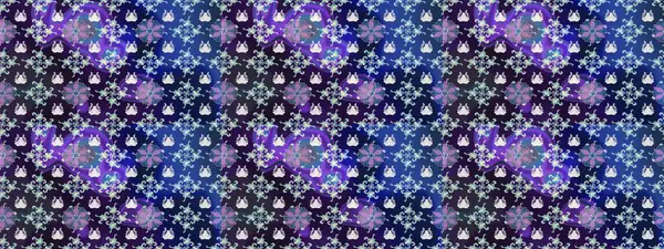 Çiçeksel çizim kalıbının yansıması. Vadinin mavi ve menekşe rengi çiçekleri.