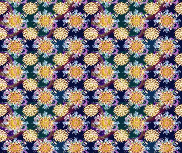 Desen, çizim, çiçek sınırı. Çiçek çelengi. Güzel, parlak, pürüzsüz kumaş, tuval. Kıvırcık, parlak örgü. Eski moda arka plan. Raster illüstrasyonu.