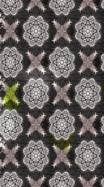 Gri renkli etnik çiçekli zarif eskiz deseni. Raster Çiçek İllüstrasyonu güzel tekstil..