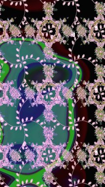 Çiçekli karalama şeklinde Raster çiçek deseni. Yumuşak, yeşil renkli bahar çiçekleri. Raster illüstrasyonu.