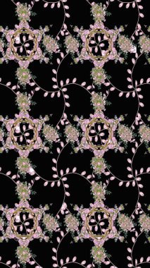 Kumaş desenli papatya çiçeği detayı. Siyah renkte çiçekler.