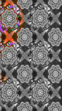 Klasik çiçekler. El çizimi, soyut ve süslü elementler. Yaz çiçekleri teması. Gri renkler. Suluboya resim taklit Raster illüstrasyonu.