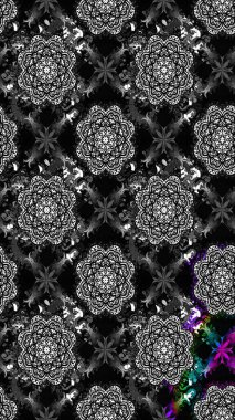 Raster düz çiçek çizim deseni. Hediye ambalaj kağıdı, tebrik kartları, posterler ve pankart tasarımı. Siyah renkte çiçekler.