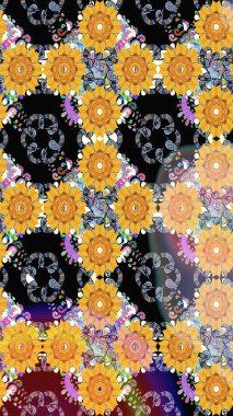 Çiçekli bahar çiçekleri. Küçük çiçekte güzel bir desen. Küçük renkli çiçekler. Moda baskıları için zarif bir şablon. Motley illüstrasyonu. Çizim.