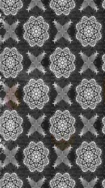 Çiçekli karalama şeklinde Raster çiçek deseni. Gri renklerde bahar çiçekleri. Raster illüstrasyonu.