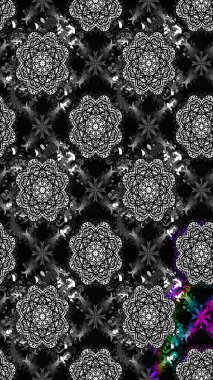 Raster düz çiçek çizim deseni. Hediye ambalaj kağıdı, tebrik kartları, posterler ve pankart tasarımı. Siyah renkte çiçekler.