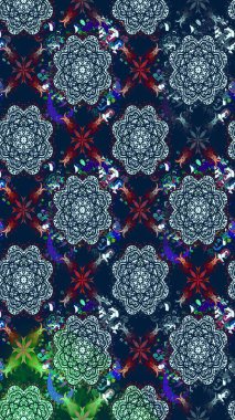 Çiçekli güzel suluboya desen. Raster illüstrasyonu. Mavi renklerde.