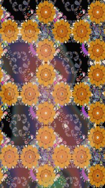 Çiçekli eskiz arkaplanı. Çocuk stili. Renkli Bahar Teması eskiz kalıbı. Düz Çiçek Elementleri Tasarımı.