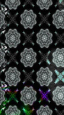 Soyut etnik raster çizim kalıbı. Kabile sanatı boho baskısı, klasik çiçek arkaplanı. Arkaplan dokusu, duvar kağıdı, siyah renkli çiçek teması.