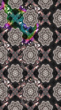 Kızılderili desenli desenli desenli şal deseni. Etnik Mandala süsü. Raster Henna dövme stili. Tekstil, tebrik kartı, boyama kitabı, telefon kılıfı baskısı için kullanılabilir.