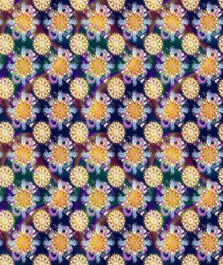 Raster illüstrasyonundaki çiçek desenli çizim. Güzel kumaş deseni. Renkli Bahar Teması eskiz kalıbı. Düz Çiçek Elementleri Tasarımı.