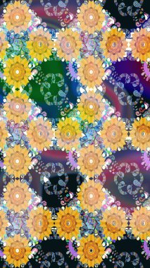 Küçük bej rengi, çiçekli oldukça eski bir bez çanta deseni. Millefleur 'lar. Tekstil, kumaş, kapaklar, duvar kağıtları, baskı, paket, koleksiyon defteri, örgü, dekupaj için çiçek arkaplanı..