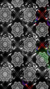 Parlak renkli çiçekleri ve gri renkli yaprakları olan harika bir çiçek deseni. Moda baskıları için zarif bir şablon. Modern çiçek arkaplanı. Halk stili.