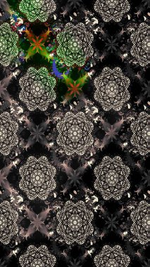 Raster illüstrasyonundaki çiçek desenli çizim. Siyah renkte çiçekler.