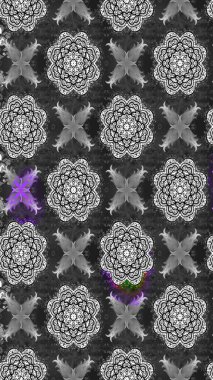 Çiçeksel çizim kalıbının yansıması. Vadinin gri renkli çiçekleri.