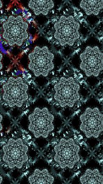 Siyah renkli etnik çiçeklerle süslenmiş zarif bir eskiz şekli. Raster Çiçek İllüstrasyon Şirin Tekstil.