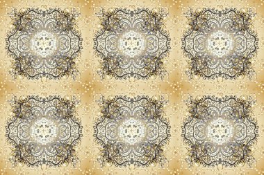 2019 Noel 'i, kar tanesi, yeni yıl. Altın elementli bej ve nötr renklerde klasik, pürüzsüz desen.