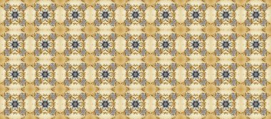 Kusursuz ortaçağ çiçek deseni. Doğum günü kartı, davetiye ya da afiş için iyidir. Dekoratif simetri arabesk. Raster illüstrasyonu. Bej, gri ve nötr renklerde altın.