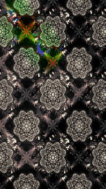 Raster illüstrasyonundaki çiçek desenli çizim. Siyah renkte çiçekler.