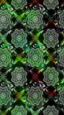 Çiçek deseni. Raster illüstrasyonu. Chichi 'nin kumaş kalıbını çiz. Renkli Bahar Teması eskiz kalıbı. Düz Çiçek Elementleri Tasarımı.