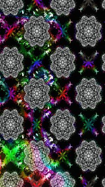 Siyah renkte güzel çiçekler, suluboya desenli, duvar kağıdı, kart ya da kumaş için fayanslı eskizler. Raster..