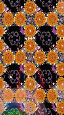 Botanik çizim kalıbı. Organik elementler. Suluboya etkisi. Raster deseni.