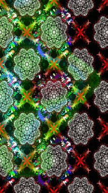 El çizimi çiçekli soyut çizim kalıbı. Raster illüstrasyonu. Siyah renkte çiçekler.