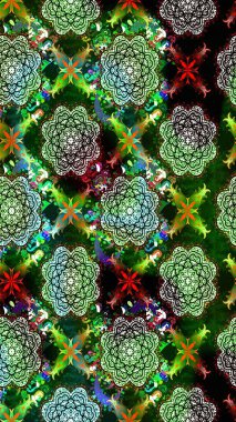 Küçük çiçekteki sevimli çiçek deseni. Yeşil renkli çiçekler. Raster illüstrasyonu.