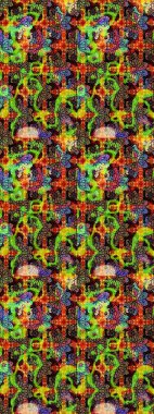 Nakış desenli çiçek deseni. Renkli grunge, soyut arkaplanı kolosiyah çiçeklerle süslüyor. İzler, kumaş, duvar kağıtları, tekstil için raster dokusu.