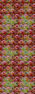 Kırmızı renkte etnik çiçeklerle süslenmiş zarif bir eskiz şekli. Raster Çiçek İllüstrasyon Şirin Tekstil.