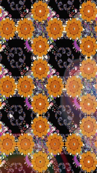 Çiçekli karalama şeklinde Raster çiçek deseni. Nazik, narin çiçek arkaplanı. Turuncu renkte çiçekler.