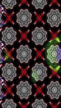 Tropik çiçek desenleri. Raster illüstrasyonu. Siyah renkte çiçekler.