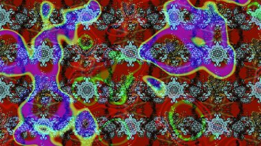 Kırmızı renkte etnik çiçeklerle süslenmiş zarif bir eskiz şekli. Raster Çiçek İllüstrasyon Şirin Tekstil.