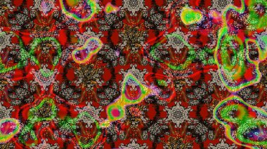 Raster illüstrasyonundaki çiçek desenli çizim. Kırmızı renkte çiçekler.