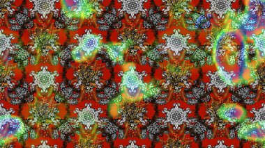 Çiçek desenli çizim. Raster illüstrasyonu. Asya tekstil tarzında. Kahverengi renkli çiçekler. Raster illüstrasyonu.